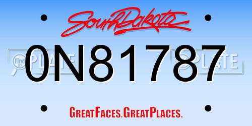 0N81787 South Dakota License Plate