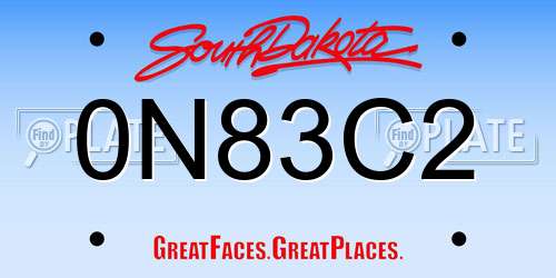 0N83C2 South Dakota License Plate