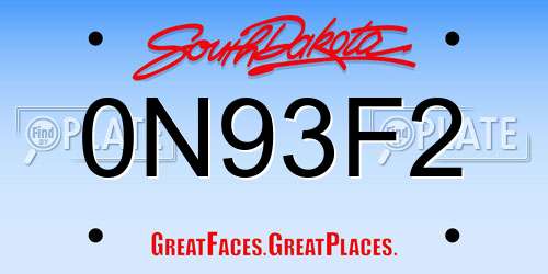 0N93F2 South Dakota License Plate