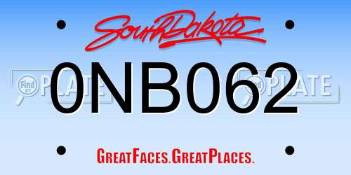 0NB062 South Dakota License Plate