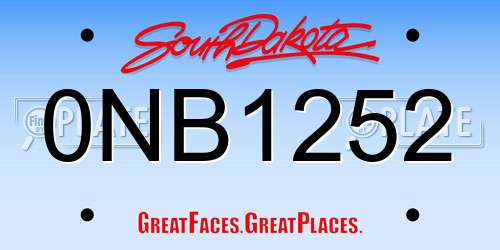 0NB1252 South Dakota License Plate