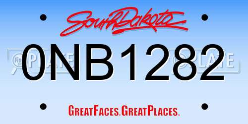 0NB1282 South Dakota License Plate