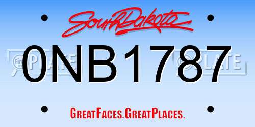 0NB1787 South Dakota License Plate