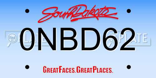 0NBD62 South Dakota License Plate