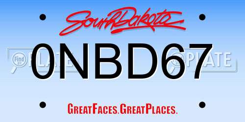 0NBD67 South Dakota License Plate