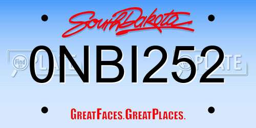 0NBI252 South Dakota License Plate