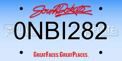 0NBI282 South Dakota License Plate