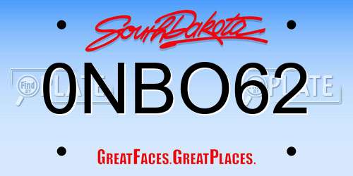 0NBO62 South Dakota License Plate