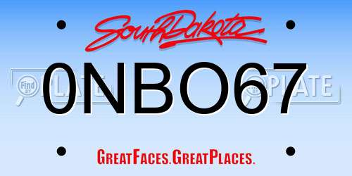 0NBO67 South Dakota License Plate