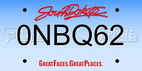 0NBQ62 South Dakota License Plate