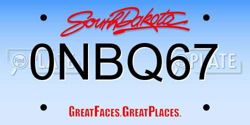 0NBQ67 South Dakota License Plate