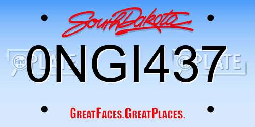0NGI437 South Dakota License Plate