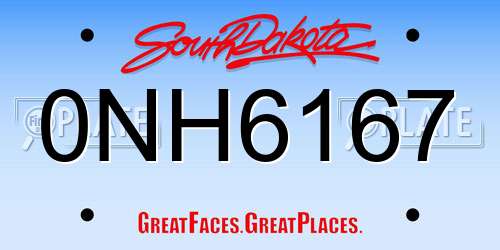 0NH6167 South Dakota License Plate