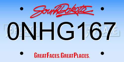 0NHG167 South Dakota License Plate