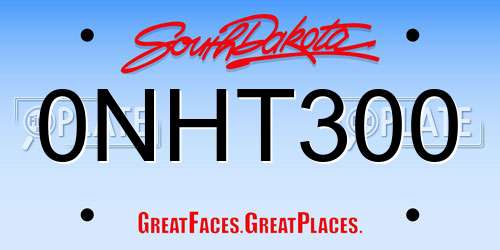 0NHT300 South Dakota License Plate