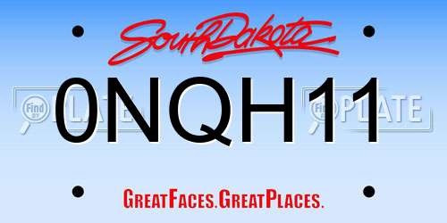 0NQH11 South Dakota License Plate