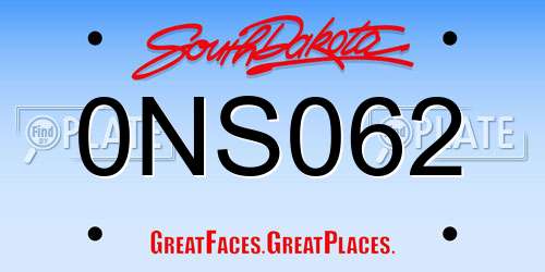 0NS062 South Dakota License Plate