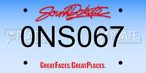 0NS067 South Dakota License Plate