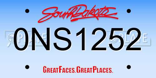 0NS1252 South Dakota License Plate