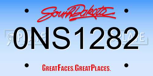 0NS1282 South Dakota License Plate