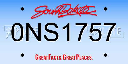 0NS1757 South Dakota License Plate