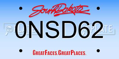 0NSD62 South Dakota License Plate