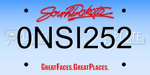 0NSI252 South Dakota License Plate