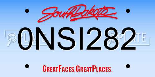 0NSI282 South Dakota License Plate