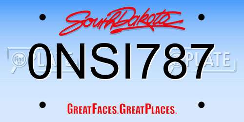0NSI787 South Dakota License Plate