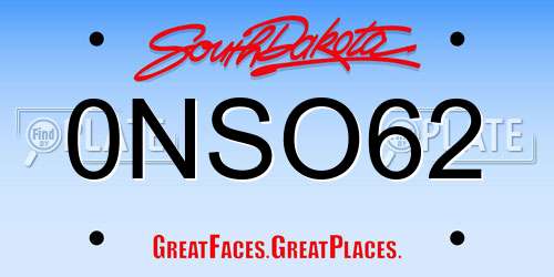 0NSO62 South Dakota License Plate