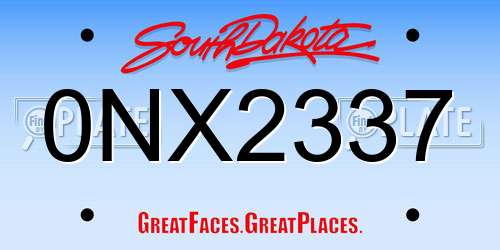 0NX2337 South Dakota License Plate
