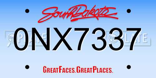 0NX7337 South Dakota License Plate