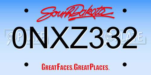 0NXZ332 South Dakota License Plate