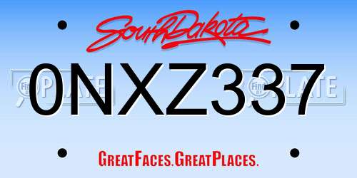 0NXZ337 South Dakota License Plate