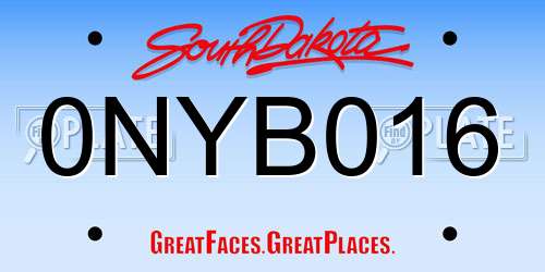 0NYB016 South Dakota License Plate