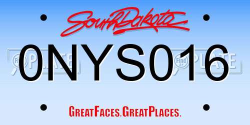 0NYS016 South Dakota License Plate