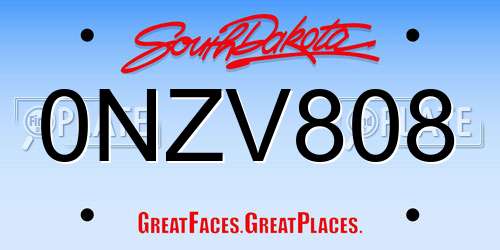 0NZV808 South Dakota License Plate