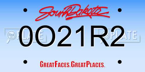 0O21R2 South Dakota License Plate