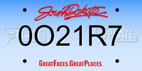 0O21R7 South Dakota License Plate