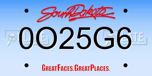 0O25G6 South Dakota License Plate