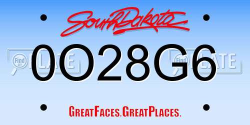 0O28G6 South Dakota License Plate