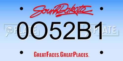 0O52B1 South Dakota License Plate