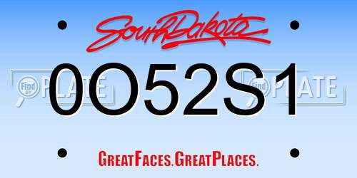 0O52S1 South Dakota License Plate