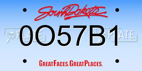 0O57B1 South Dakota License Plate
