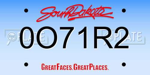 0O71R2 South Dakota License Plate