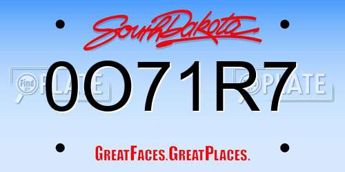 0O71R7 South Dakota License Plate