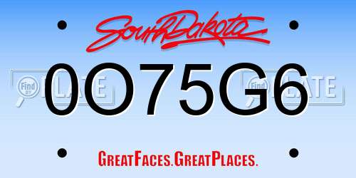 0O75G6 South Dakota License Plate