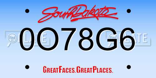 0O78G6 South Dakota License Plate