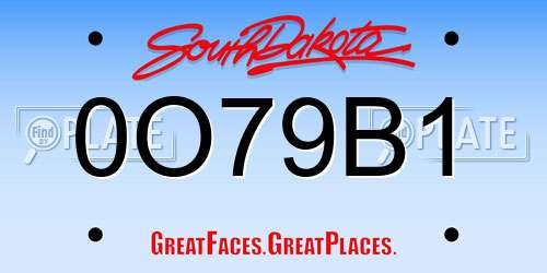 0O79B1 South Dakota License Plate