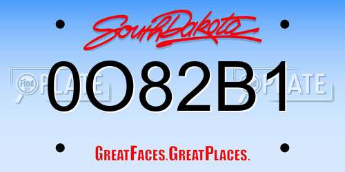 0O82B1 South Dakota License Plate